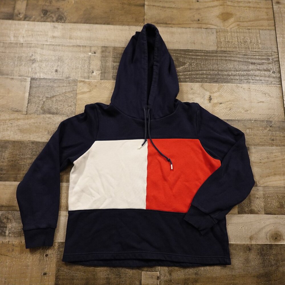 Tommy Hilfiger Colorblock hoodie sweater women's medium navy